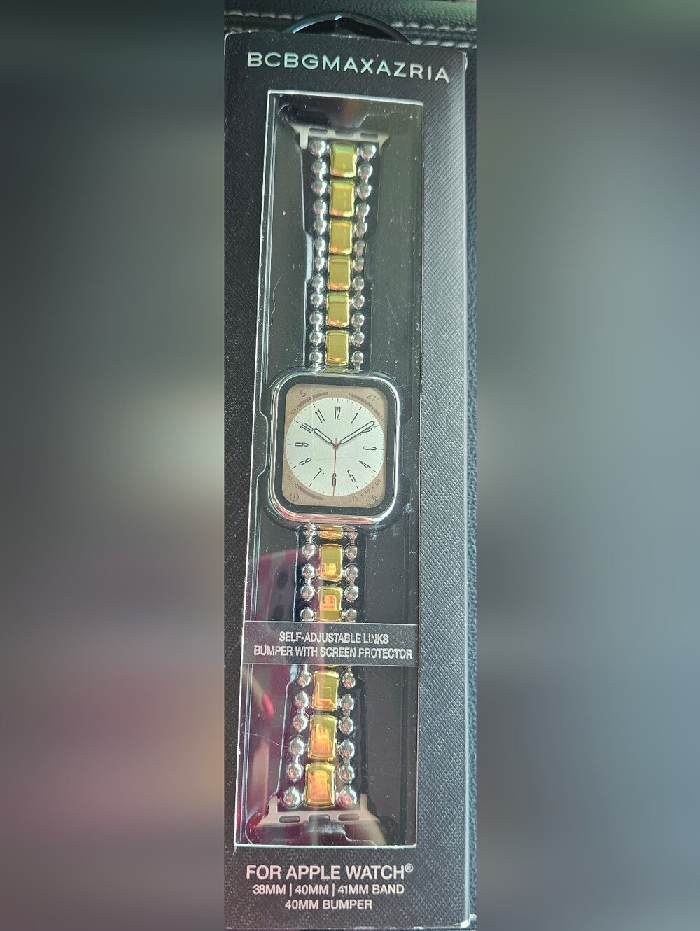 Two-Tone Gold & Silver Stainless Steel Watch Band with Square Face